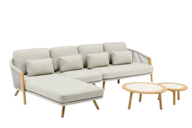 картинка Комплект лаунж мебели серый, тик/алюминий/веревка Авеста №2