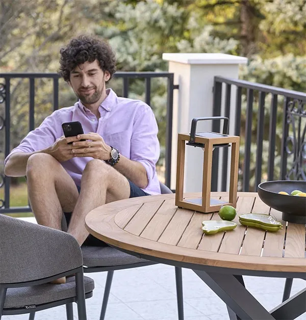 картинка Стол антрацит/натуральный, алюминий/тик Тимро