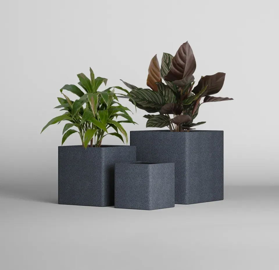 Кашпо CONCRETIKA КВАДРО БАЗАЛЬТ 30x30x30