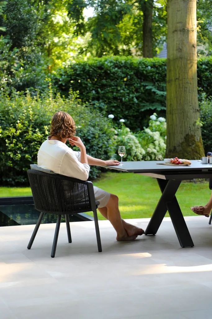 картинка Кресло обеденное черный/антрацит, алюминий/веревка Авеста