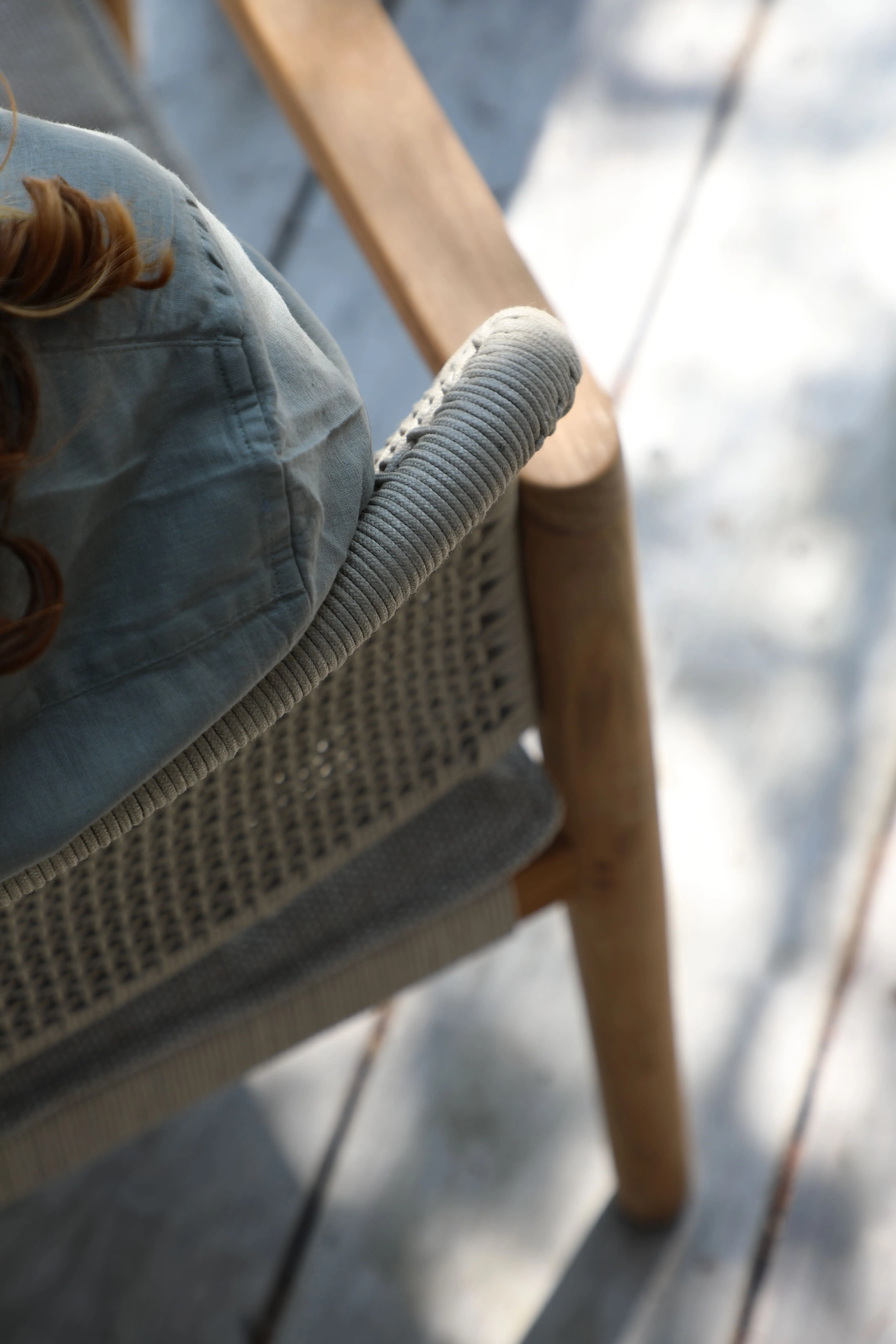 картинка Комплект обеденной мебели натуральный/бежевый, тик/алюминий/веревка Коста №1