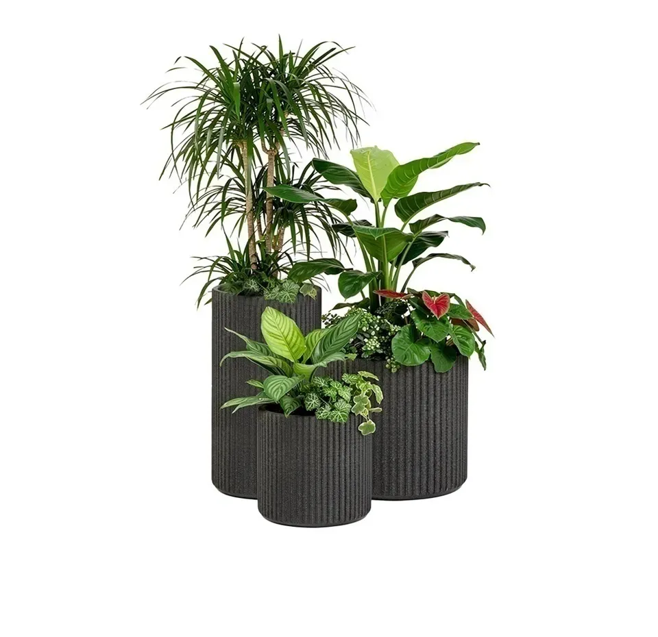 Кашпо CONCRETIKA РИФЛОУ БАЗАЛЬТ Р 30x30