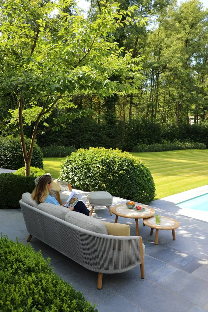 картинка Комплект лаунж мебели серый, тик/алюминий/веревка Авеста №1