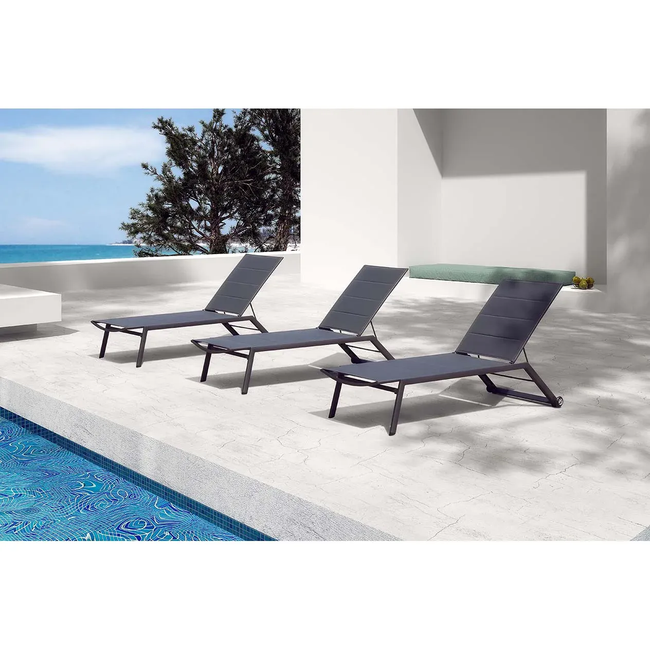 картинка Лежак антрацит, алюминий/текстилен Висбю