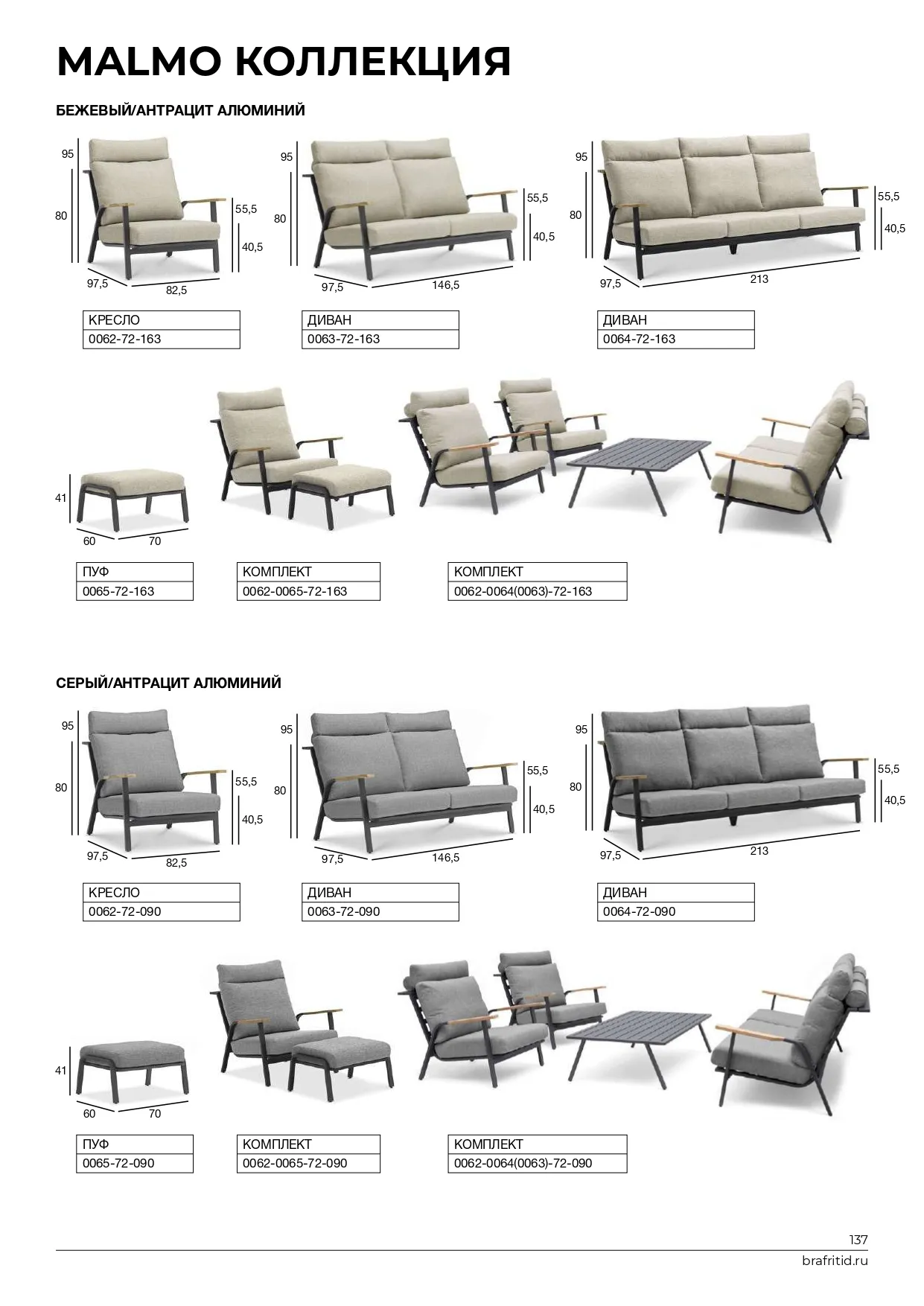 картинка Диван антрацит/светло-серый, алюминий Мальмо №2