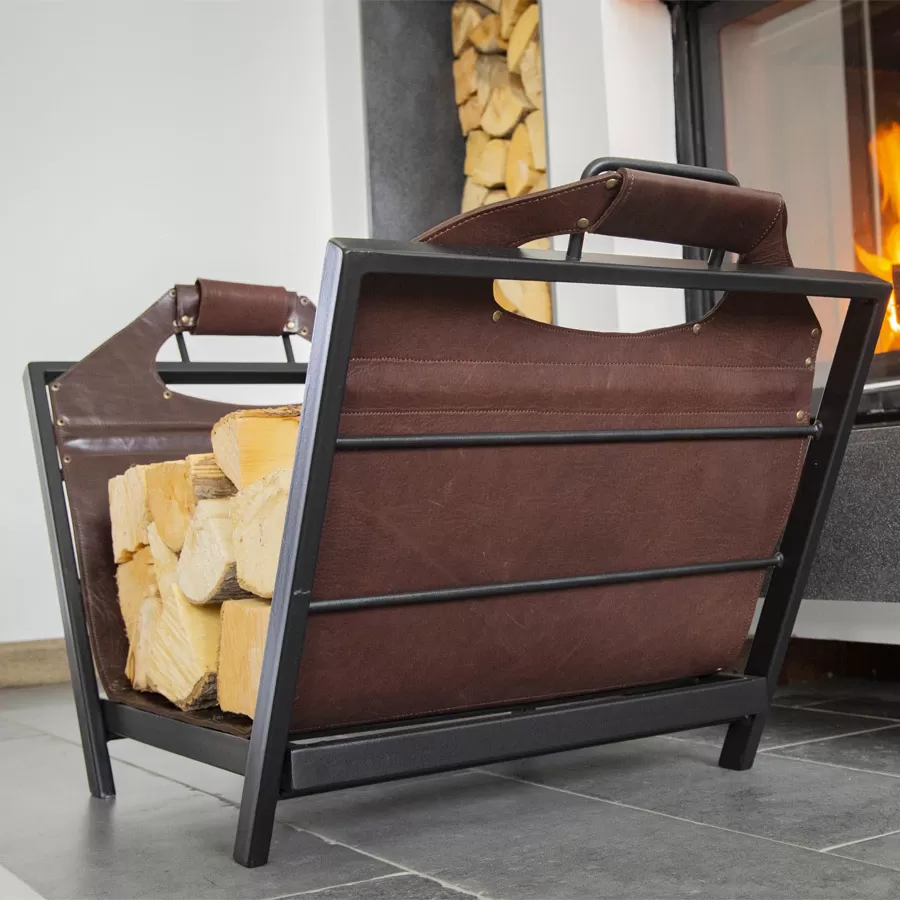 картинка Дровница кожаная с подставкой