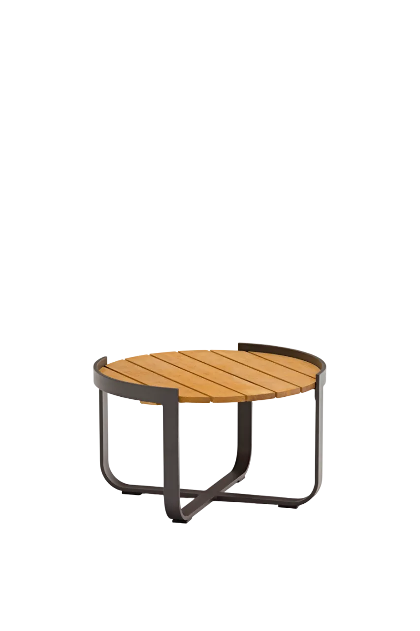 картинка Стол кофейный антрацит/натуральный, алюминий/тик Боден