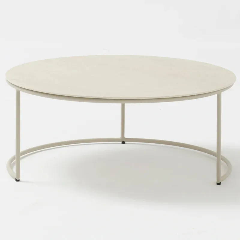 картинка Стол кофейный бежевый, алюминий/стеклокерамика Флен