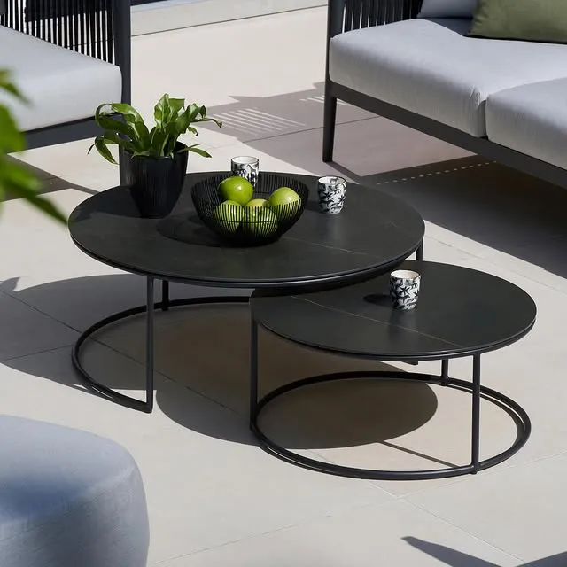 картинка Стол кофейный антрацит, алюминий/спеченный камень Флен