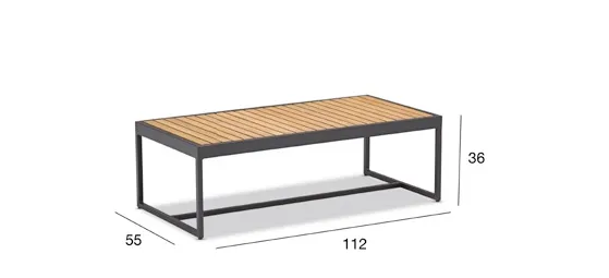 картинка Стол кофейный антрацит/натуральный, алюминий/тик Амаль