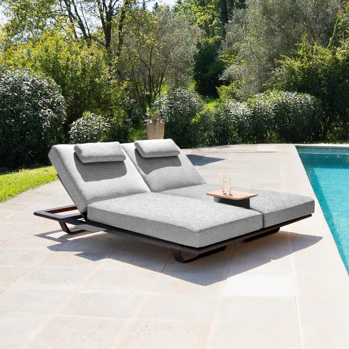 картинка Комплект лежаков антрацит/серый, алюминий/тик Готланд