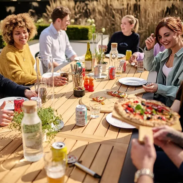 картинка Комплект обеденной мебели натуральный/черный, тик/алюминий/веревка Нора