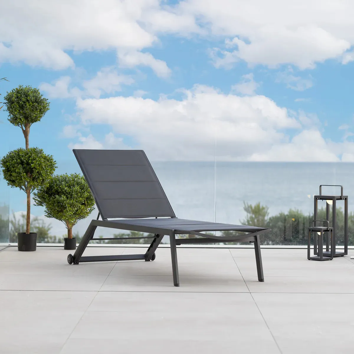 картинка Лежак антрацит, алюминий/текстилен Висбю