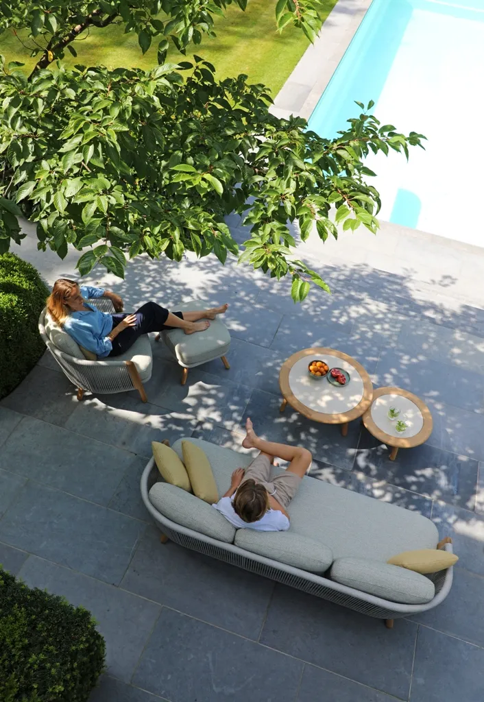 картинка Комплект лаунж мебели серый, тик/алюминий/веревка Авеста №1