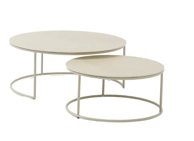 картинка Стол кофейный бежевый, алюминий/стеклокерамика Флен