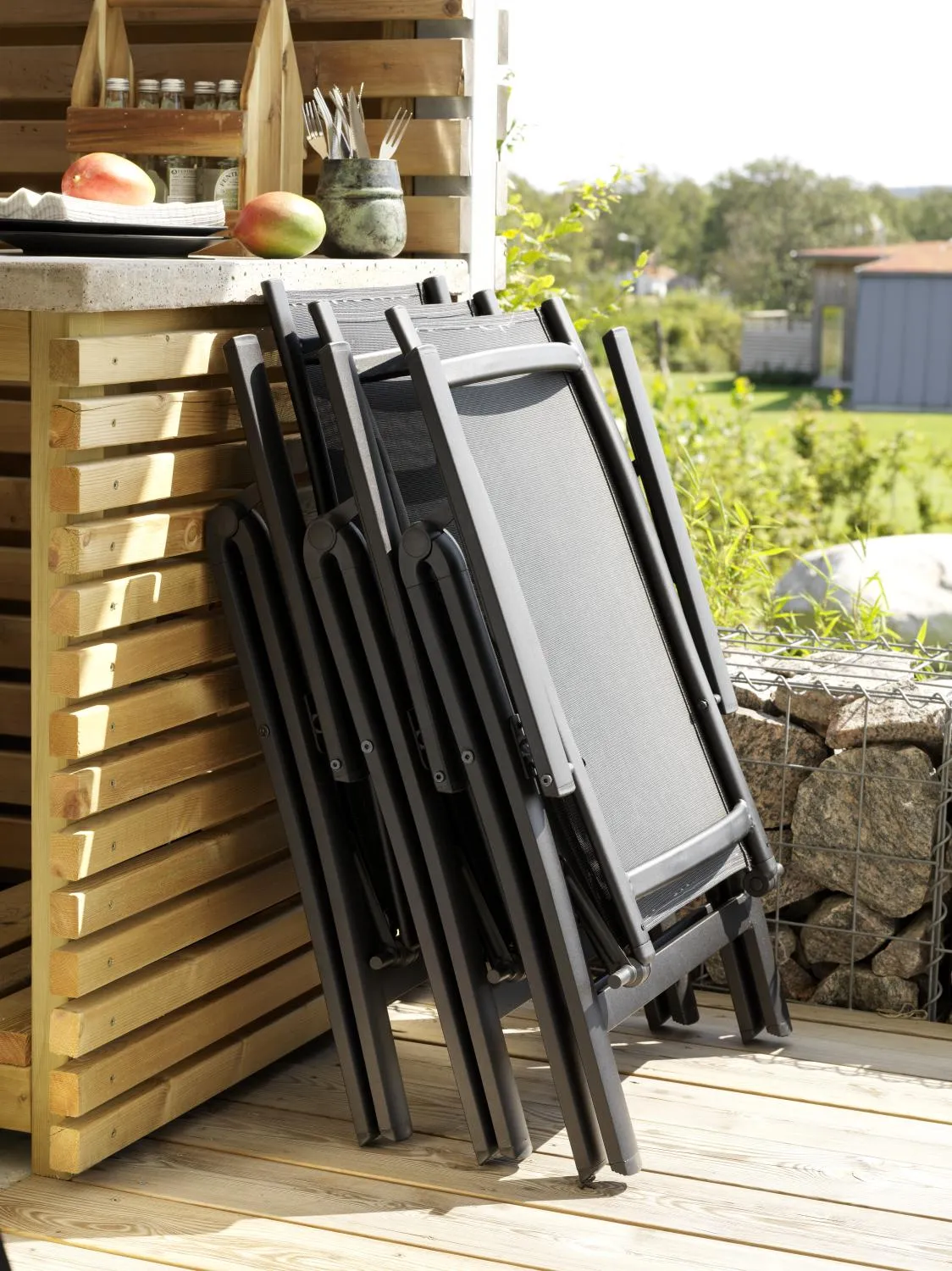 картинка Комплект обеденной мебели антрацит/серый, алюминий/спеченный камень/тик Тимро №1