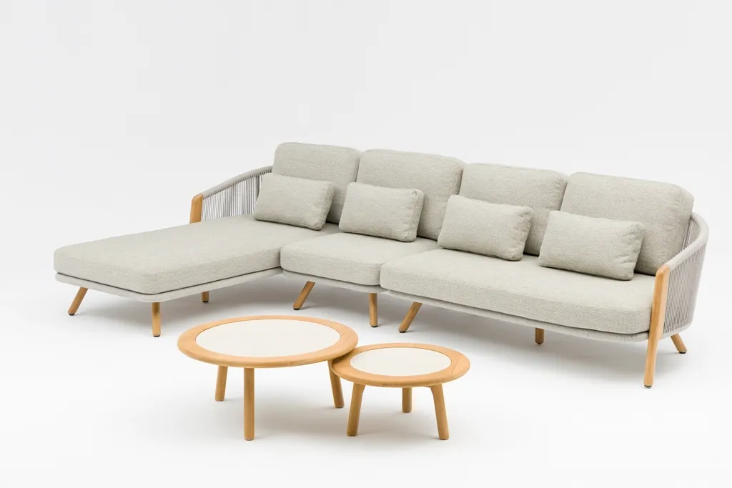 картинка Комплект лаунж мебели серый, тик/алюминий/веревка Авеста №2