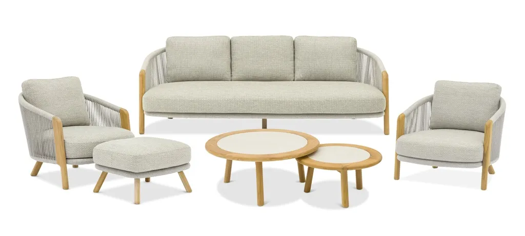 картинка Комплект лаунж мебели серый, тик/алюминий/веревка Авеста №1