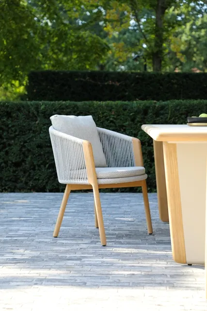 картинка Комплект обеденной мебели серый, керамика/тик Авеста №1