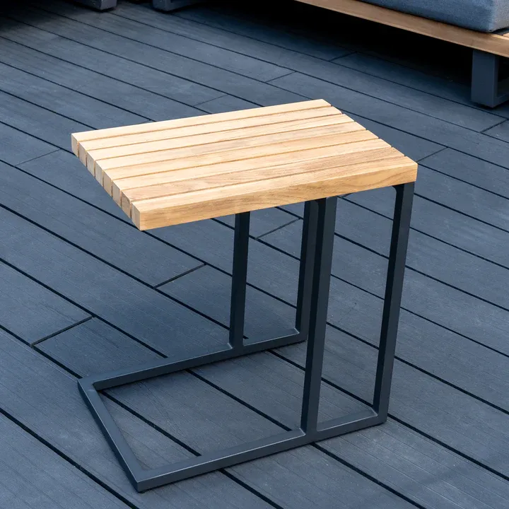 картинка Стол антрацит/натуральный, алюминий/тик Амаль