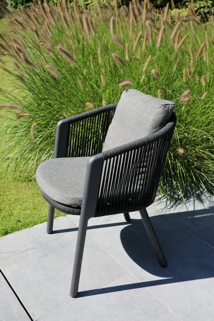 картинка Кресло обеденное черный/антрацит, алюминий/веревка Авеста