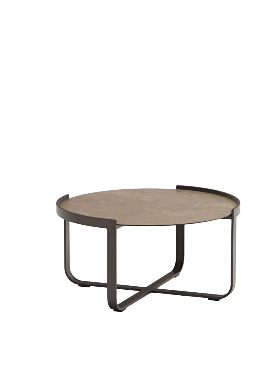 картинка Стол кофейный антрацит/коричневый, алюминий/закаленное стекло с керамической печатью Боден