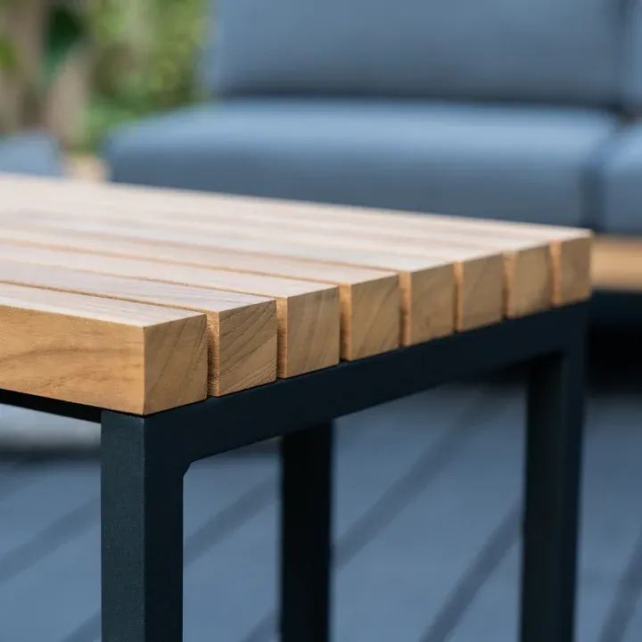 картинка Стол антрацит/натуральный, алюминий/тик Амаль