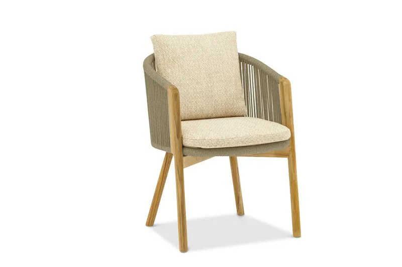 картинка Кресло обеденное бежевый/светло-коричневый, тик/алюминий/веревка Авеста