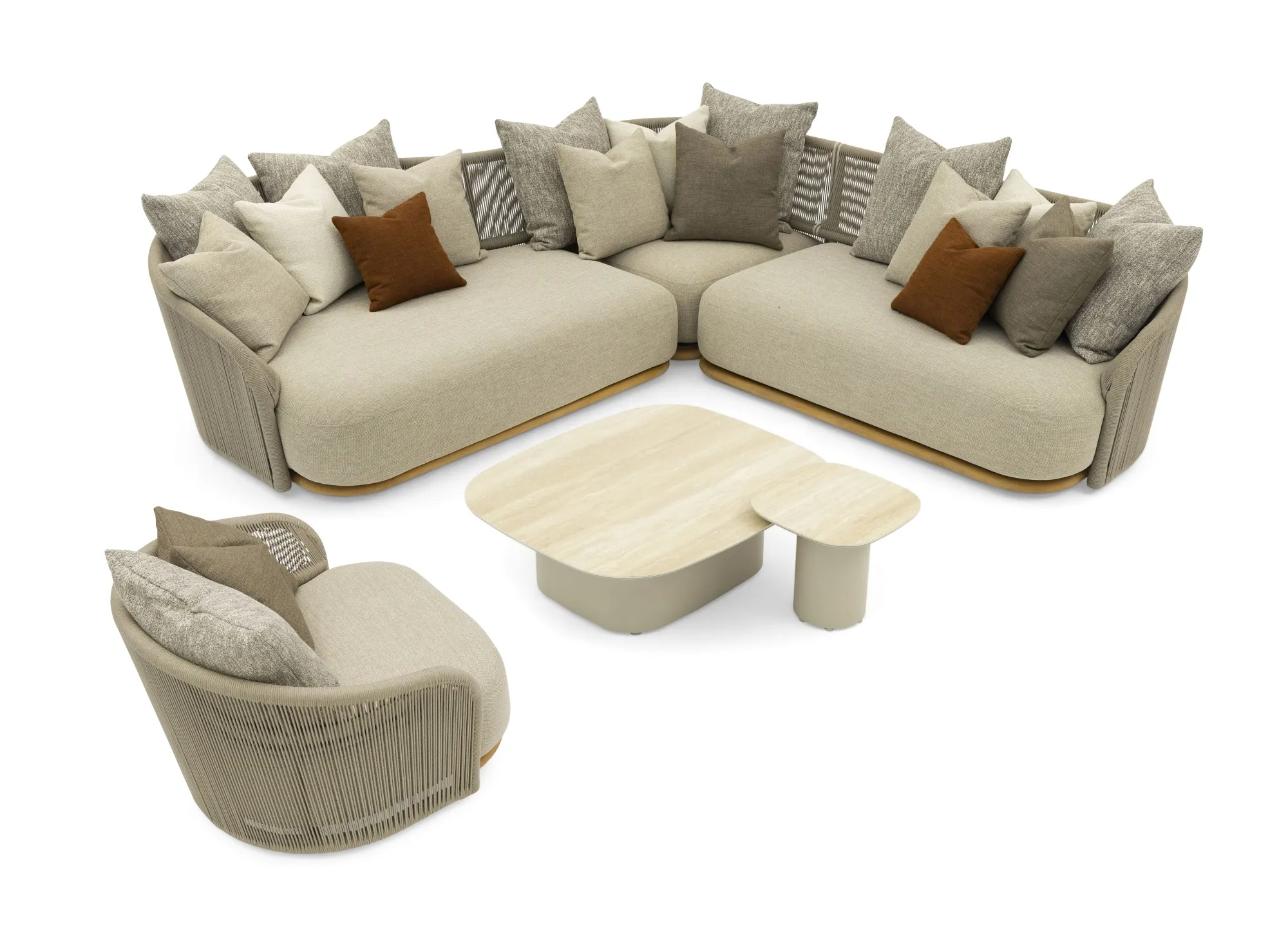 картинка Комплект лаунж мебели бежевый, тик/алюминий/веревка Мора