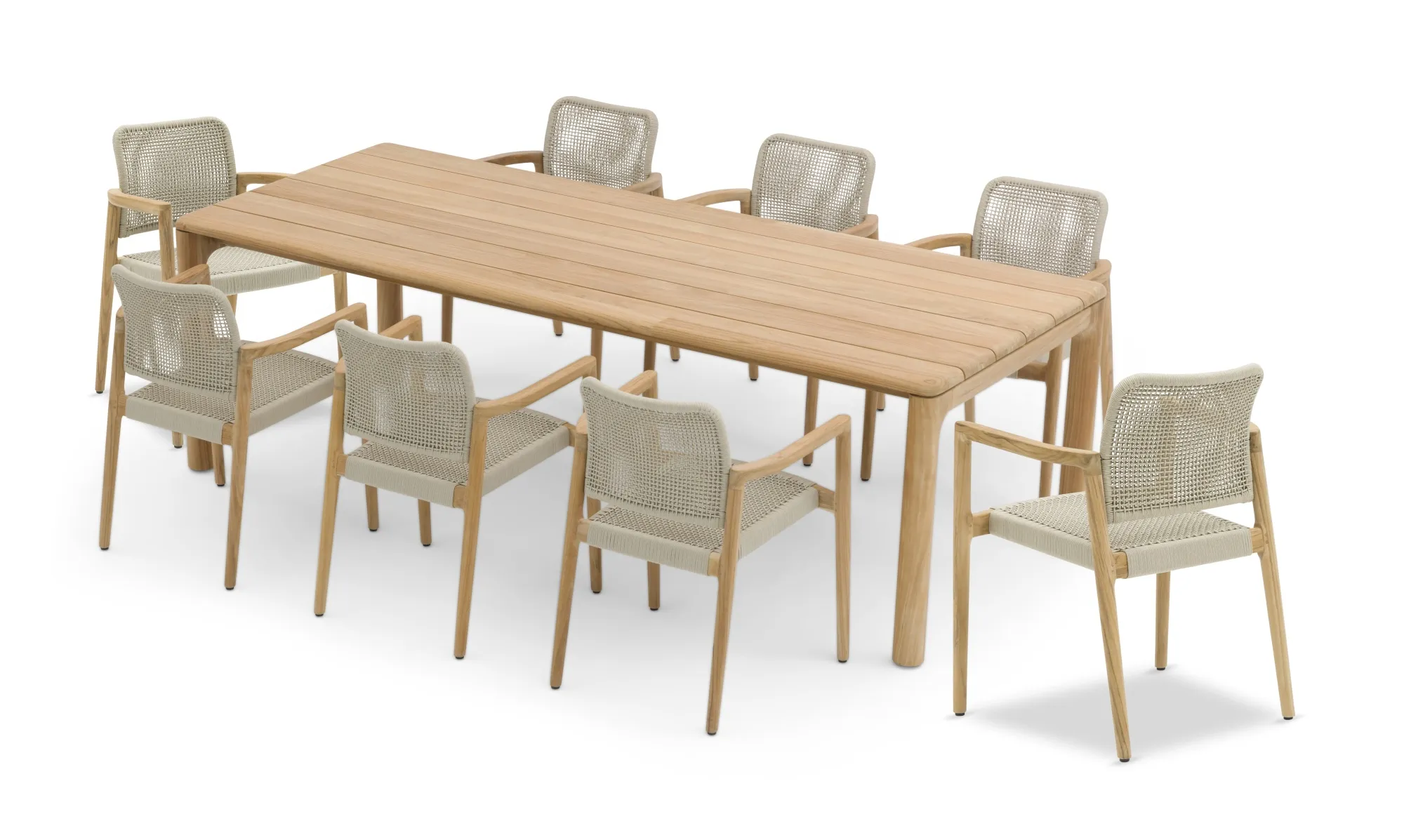 картинка Комплект обеденной мебели натуральный/бежевый, тик/алюминий/веревка Коста №2