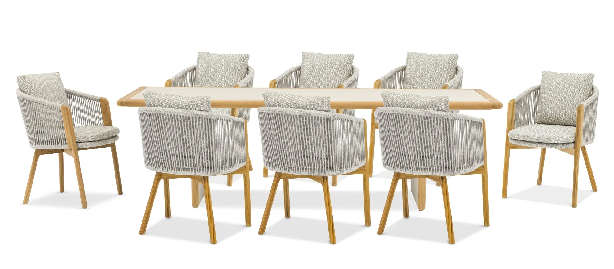 картинка Комплект обеденной мебели серый, керамика/тик Авеста №1