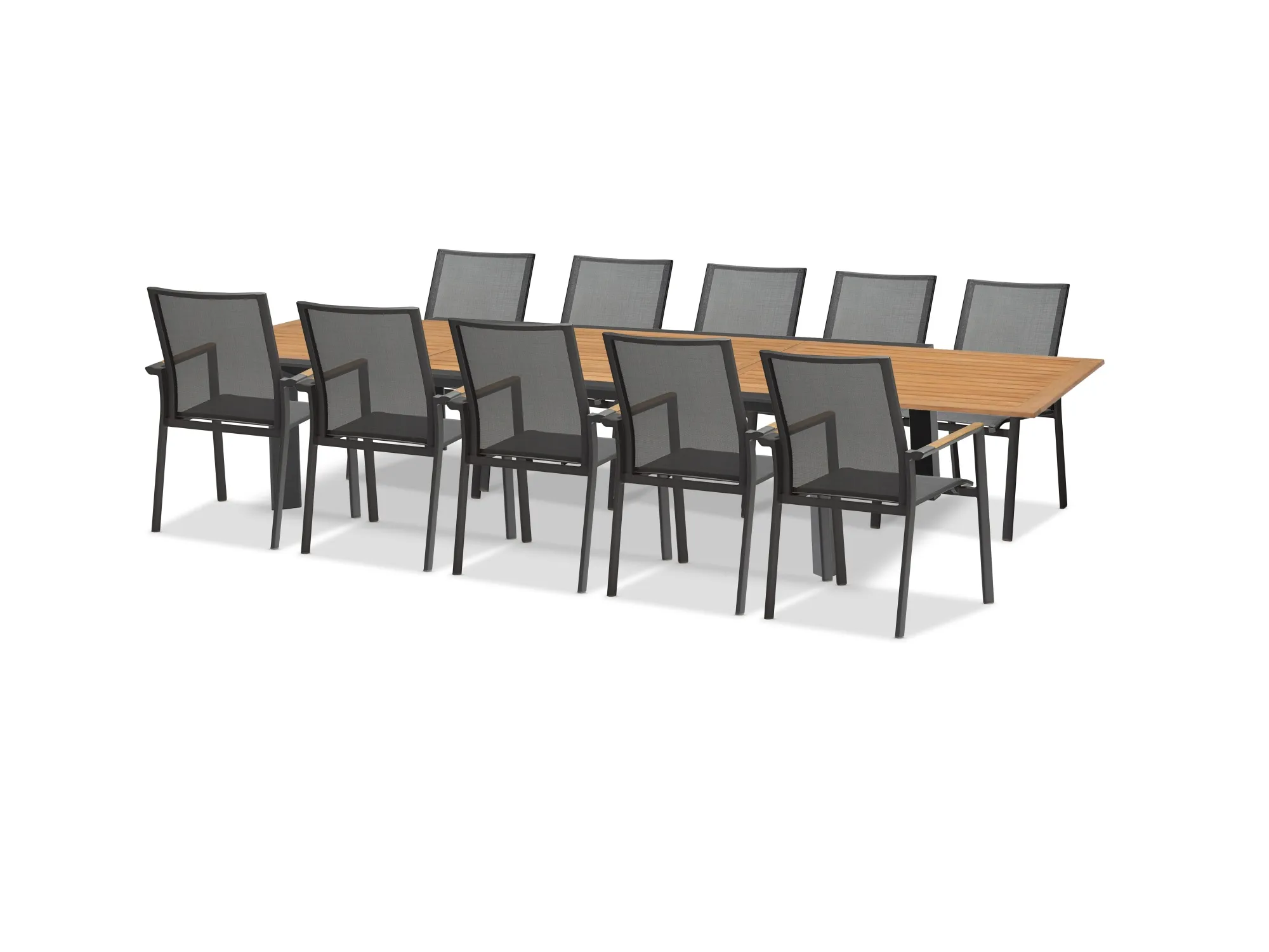 картинка Комплект обеденной мебели антрацит/натуральный, алюминий/тик Нора №1