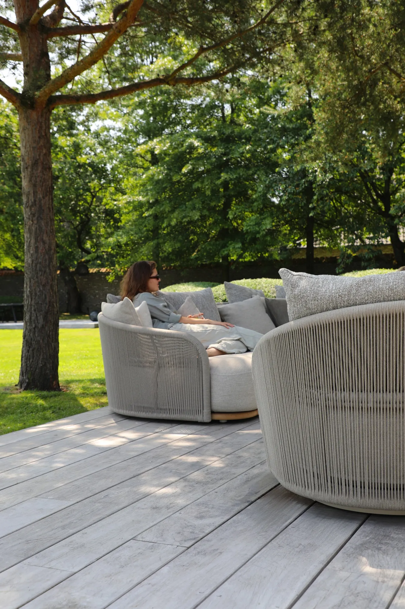 картинка Комплект лаунж мебели бежевый, тик/алюминий/веревка Мора