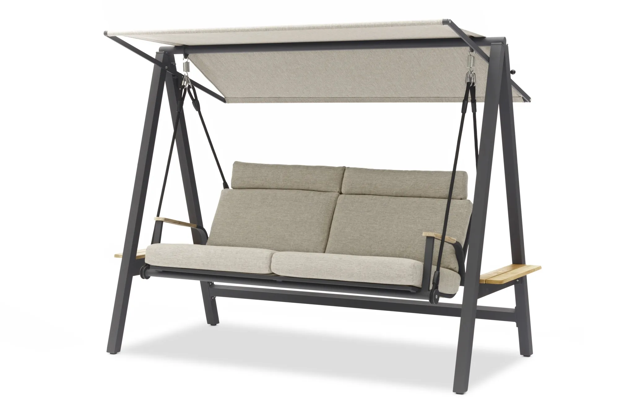 картинка Качели антрацит/светло-серый, алюминий/тик Мальмо