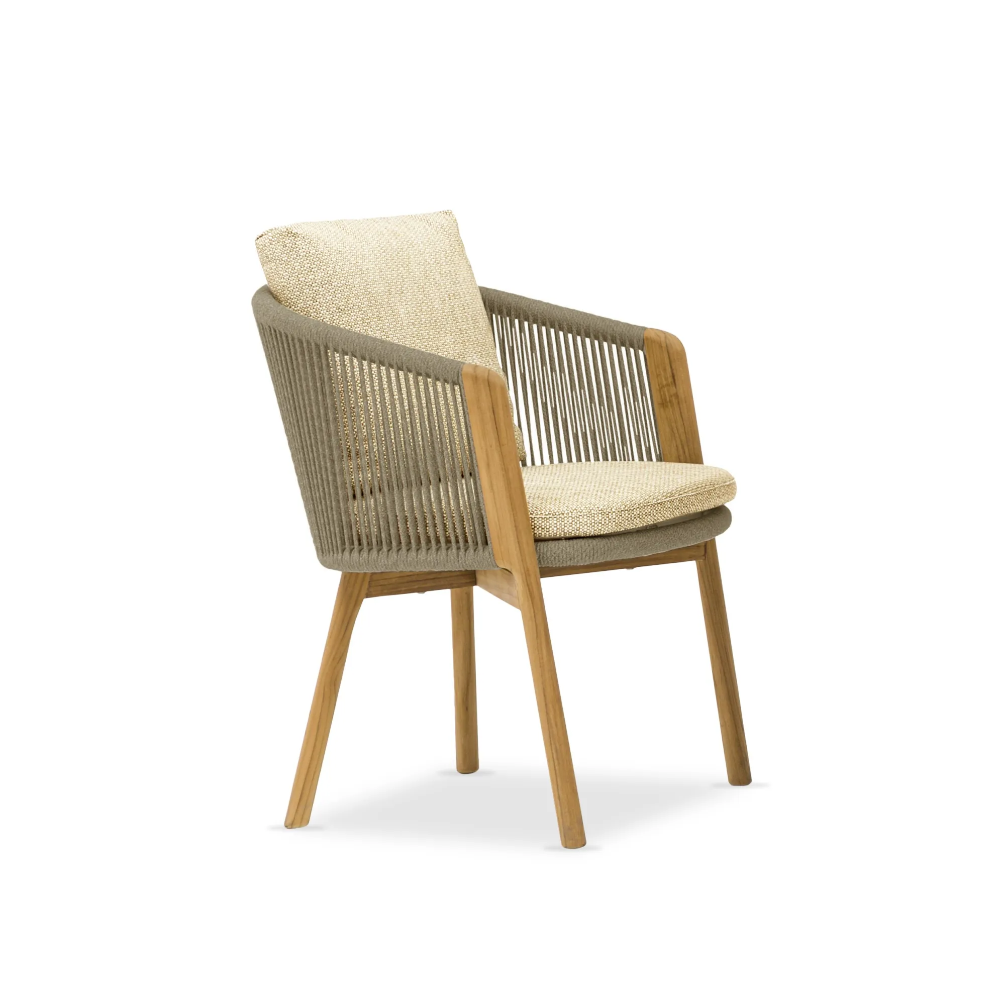 картинка Кресло обеденное бежевый/светло-коричневый, тик/алюминий/веревка Авеста