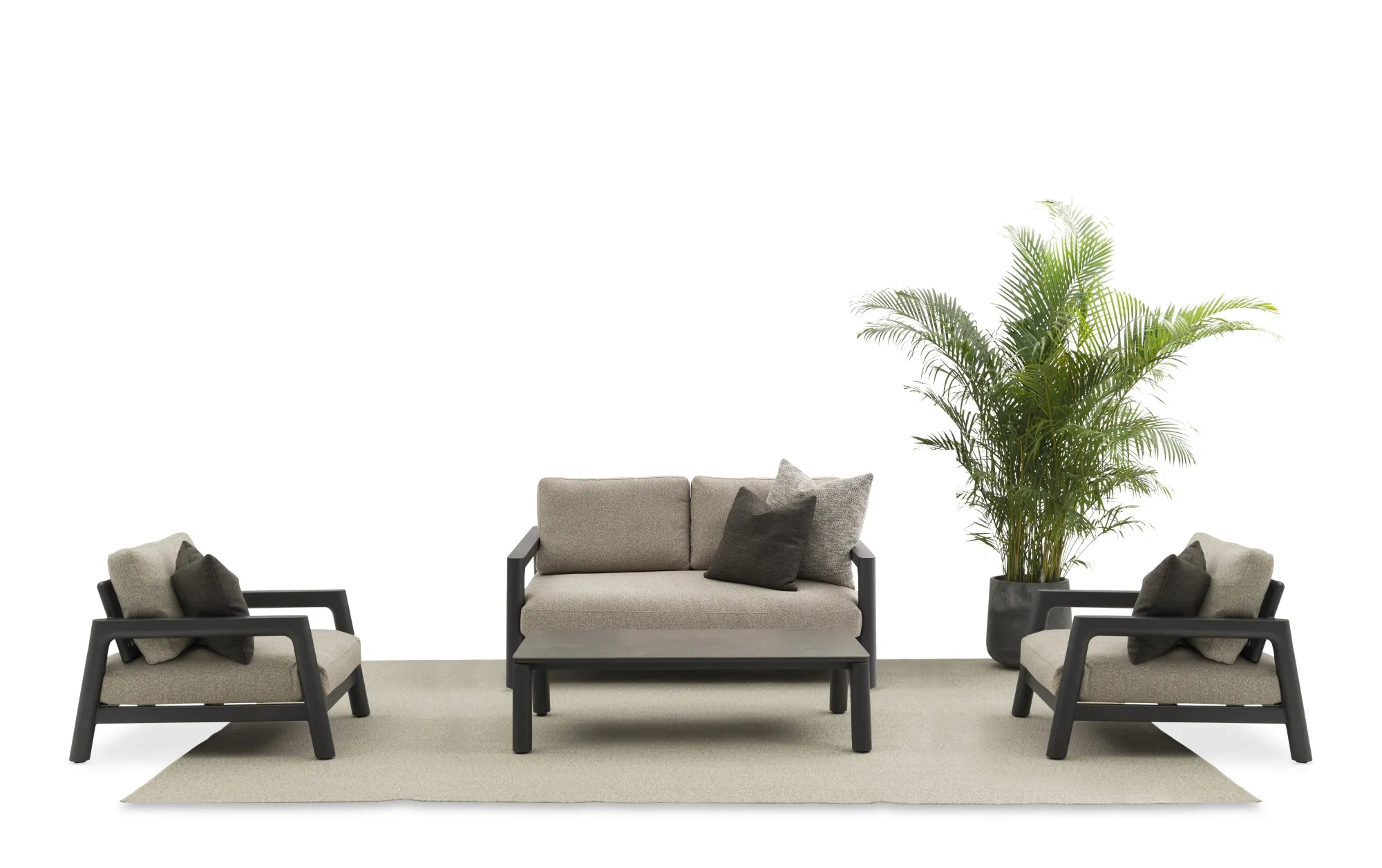 картинка Комплект лаунж мебели антрацит/серый, алюминий/стеклокерамика Коста №1