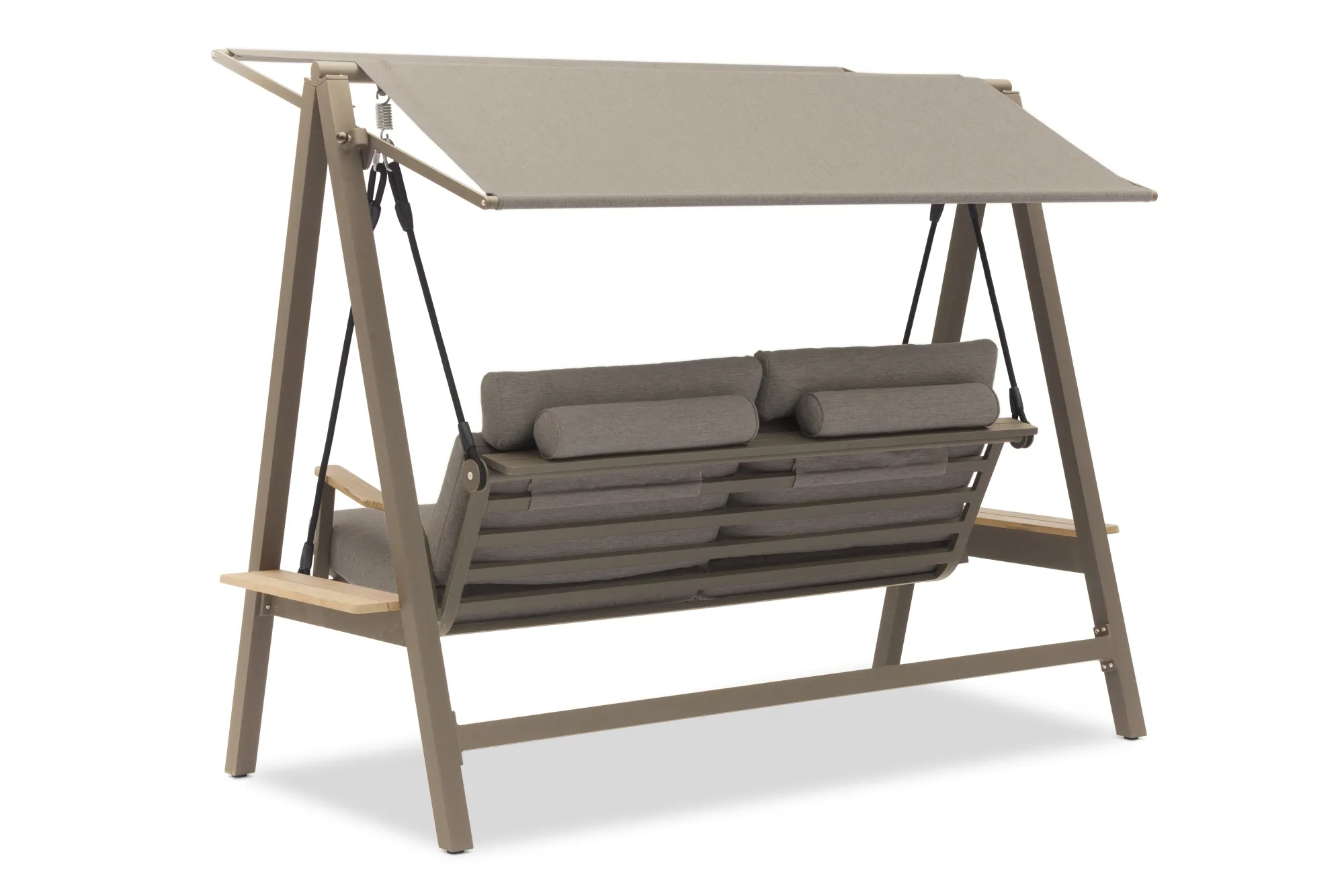 картинка Качели коричневый/коричневый, алюминий/тик Мальмо