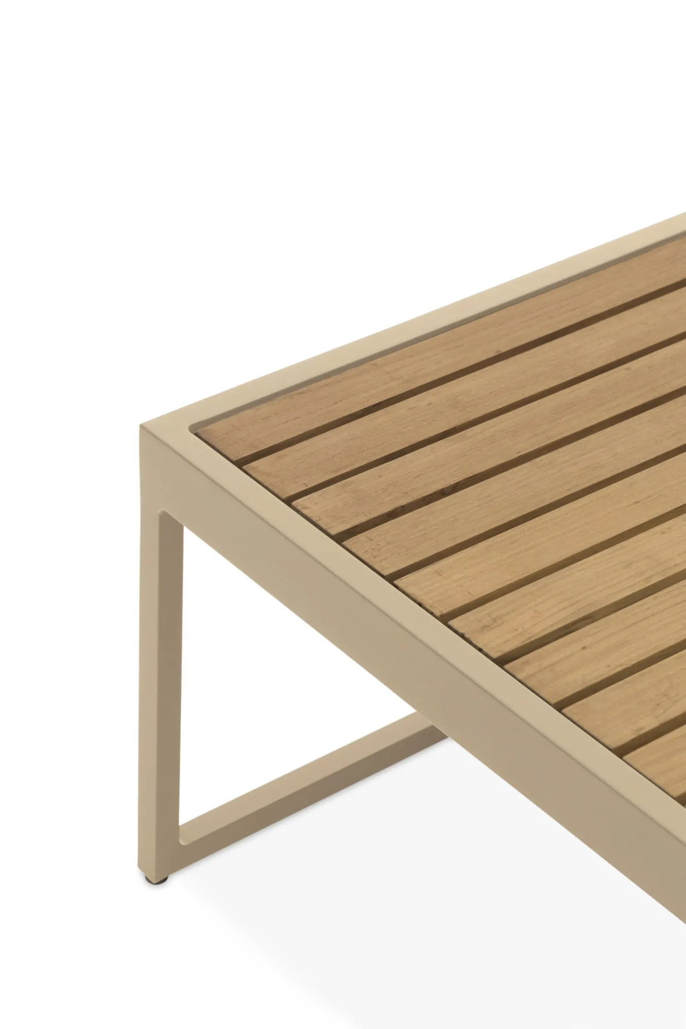 картинка Кофейный стол бежевый/натуральный, алюминий/тик Амаль