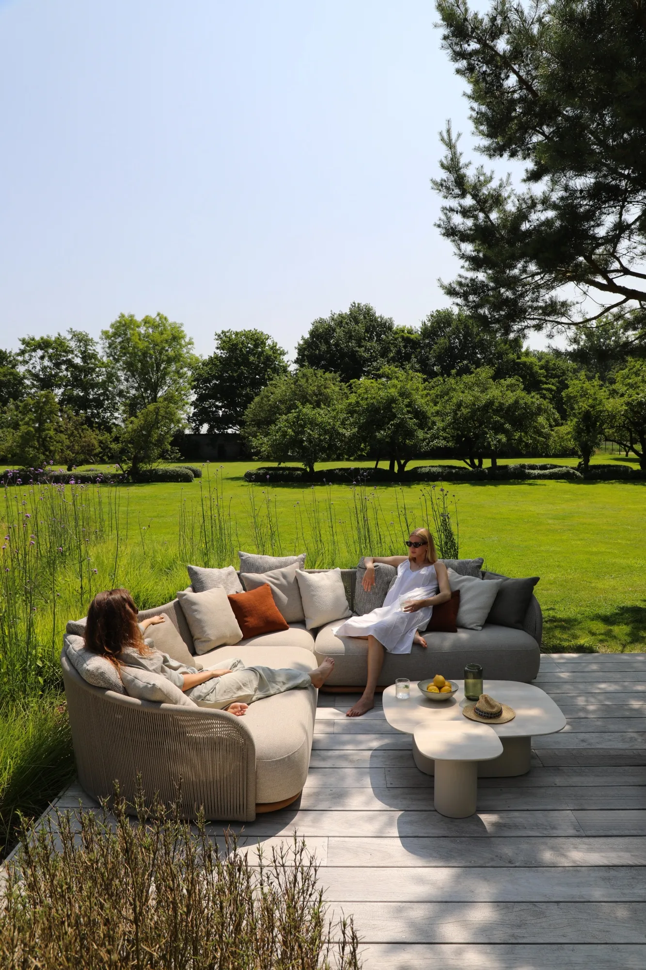 картинка Комплект лаунж мебели бежевый, тик/алюминий/веревка Мора