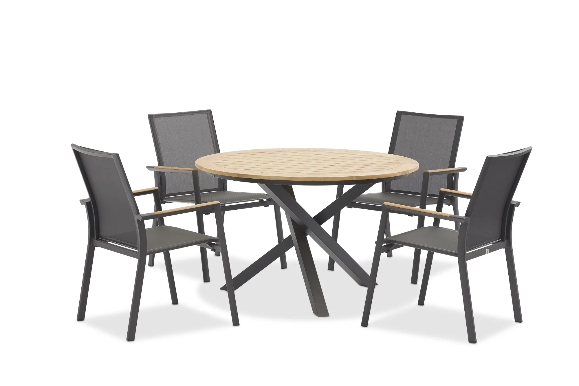 картинка Стол антрацит/натуральный, алюминий/тик Тимро