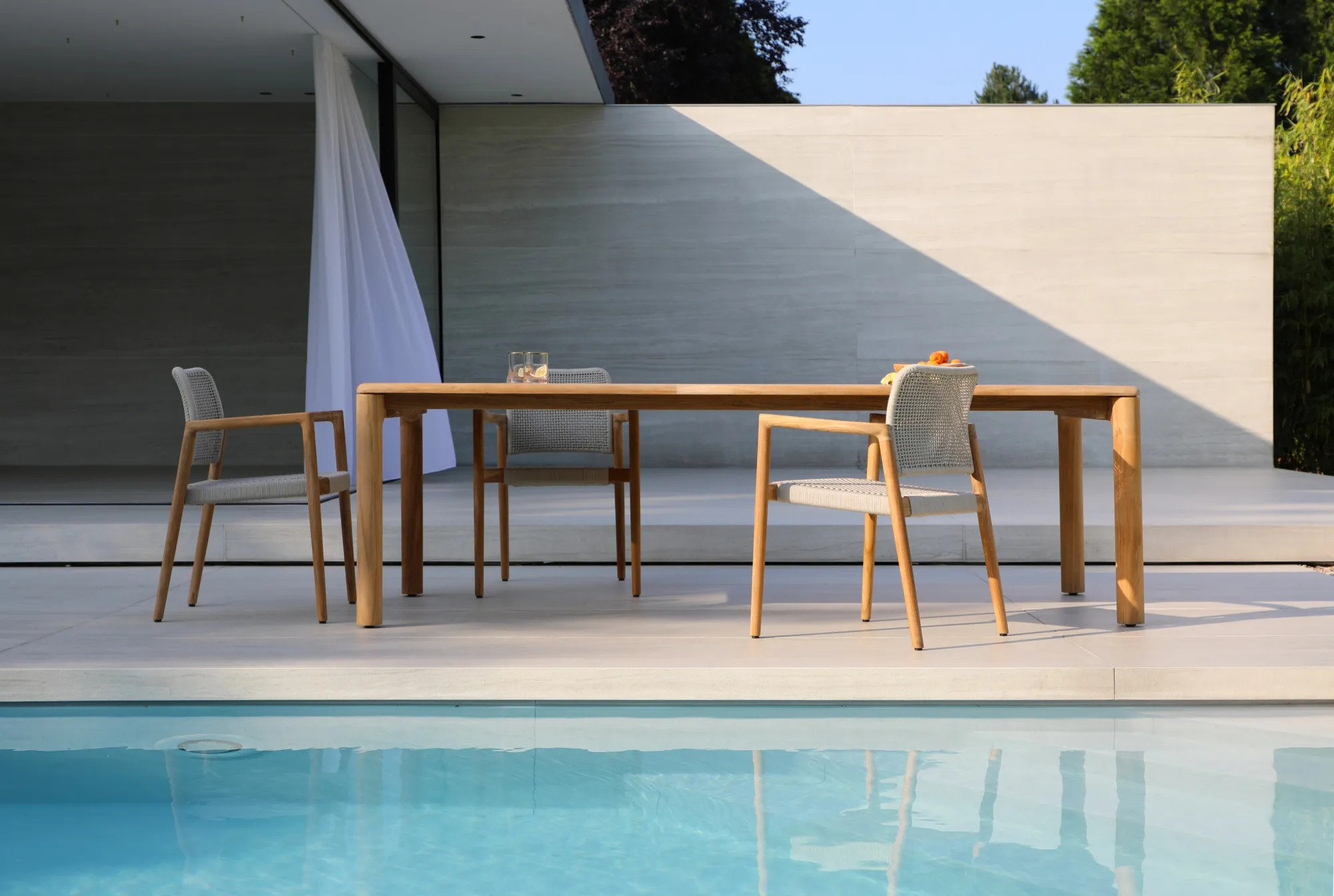 картинка Комплект обеденной мебели натуральный/бежевый, тик/алюминий/веревка Коста №1