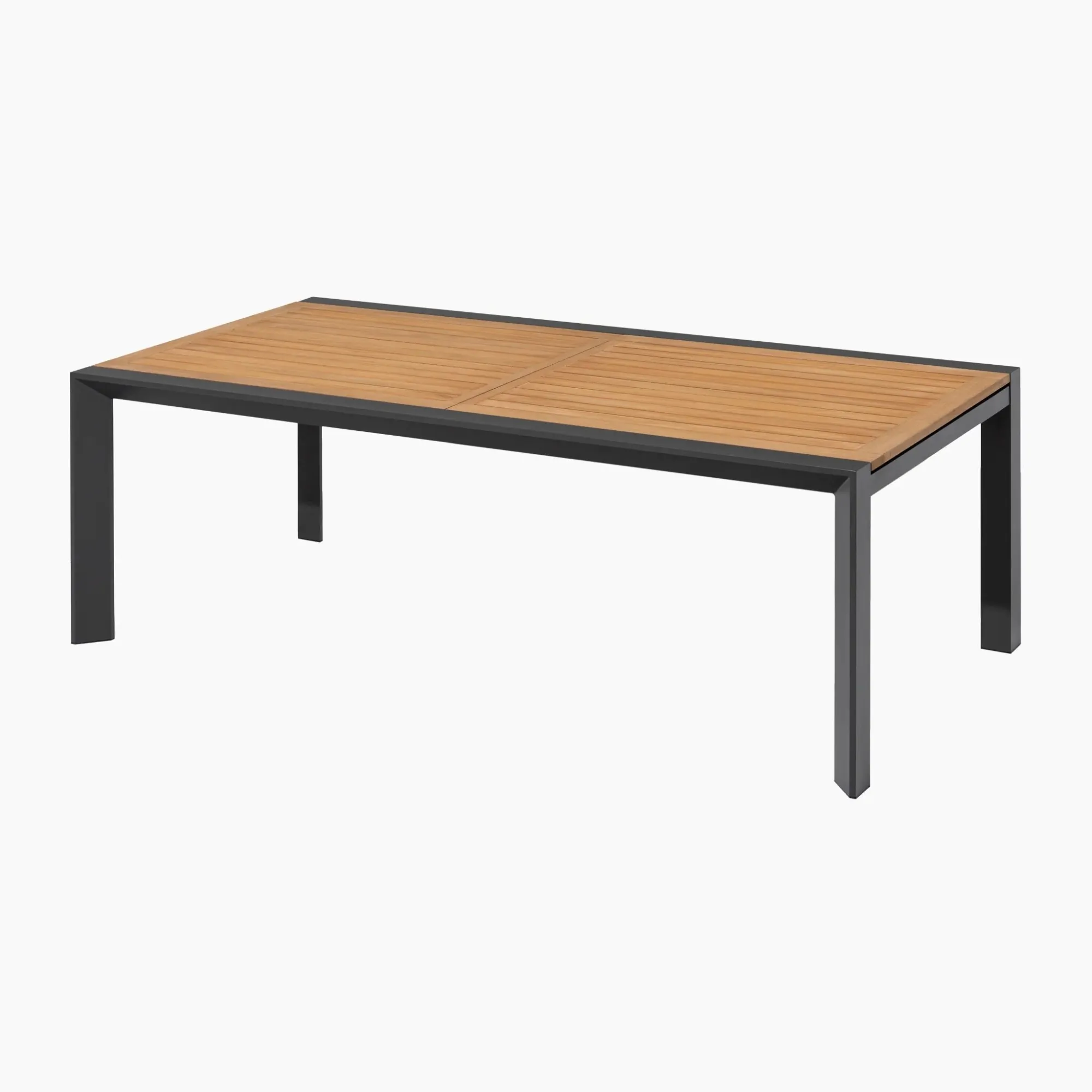 картинка Стол обеденный антрацит/натуральный, алюминий/тик Нора