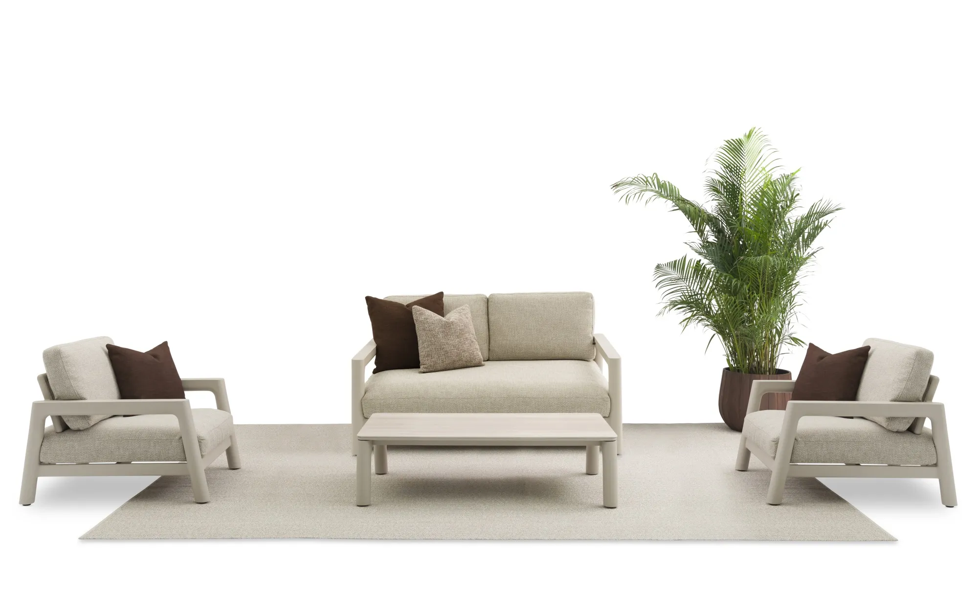 картинка Комплект лаунж мебели бежевый/бежевый, алюминий/стеклокерамика Коста №1