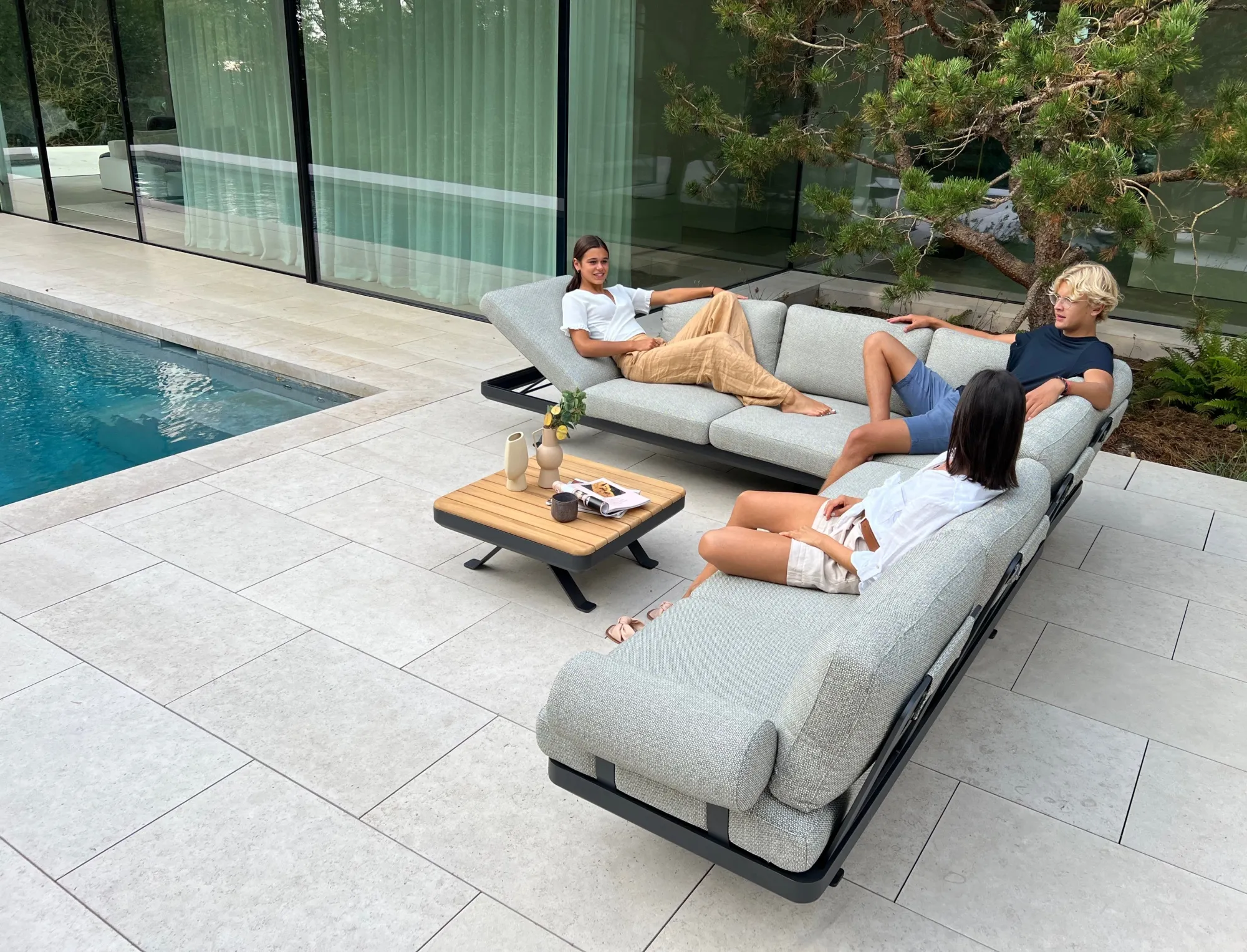 картинка Комплект лаунж мебели антрацит/серый, алюминий Лунд №2