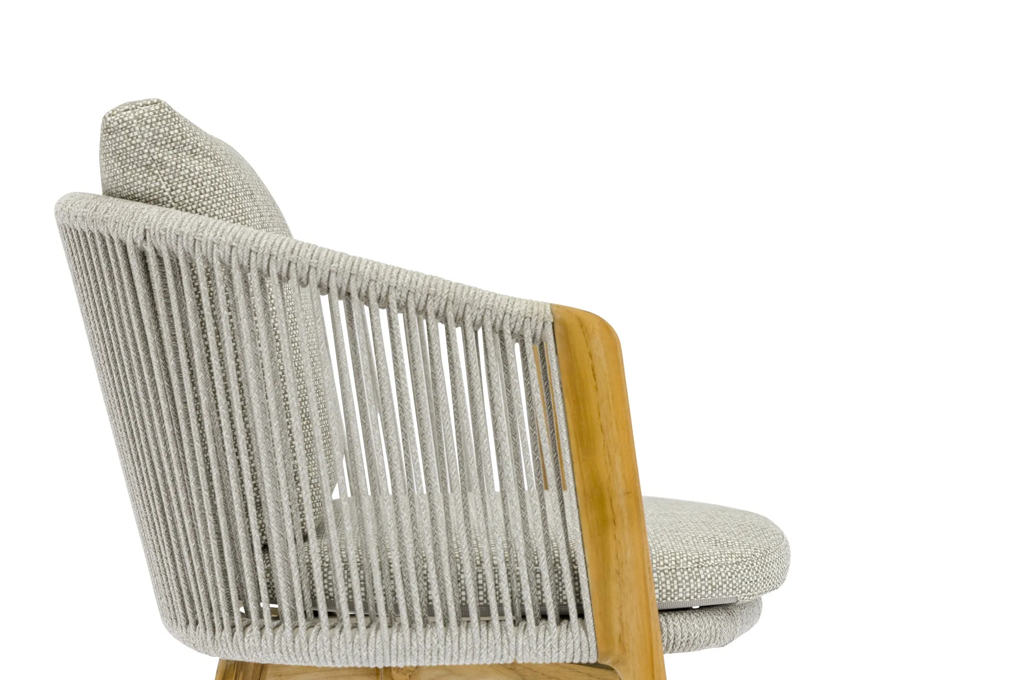 картинка Кресло обеденное натуральный/серый, тик/алюминий/веревка Авеста