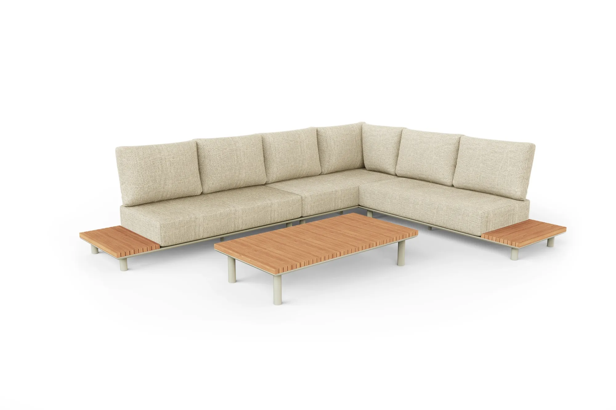 картинка Комплект лаунж мебели бежевый/натуральный, алюминий/тик Гётеборг