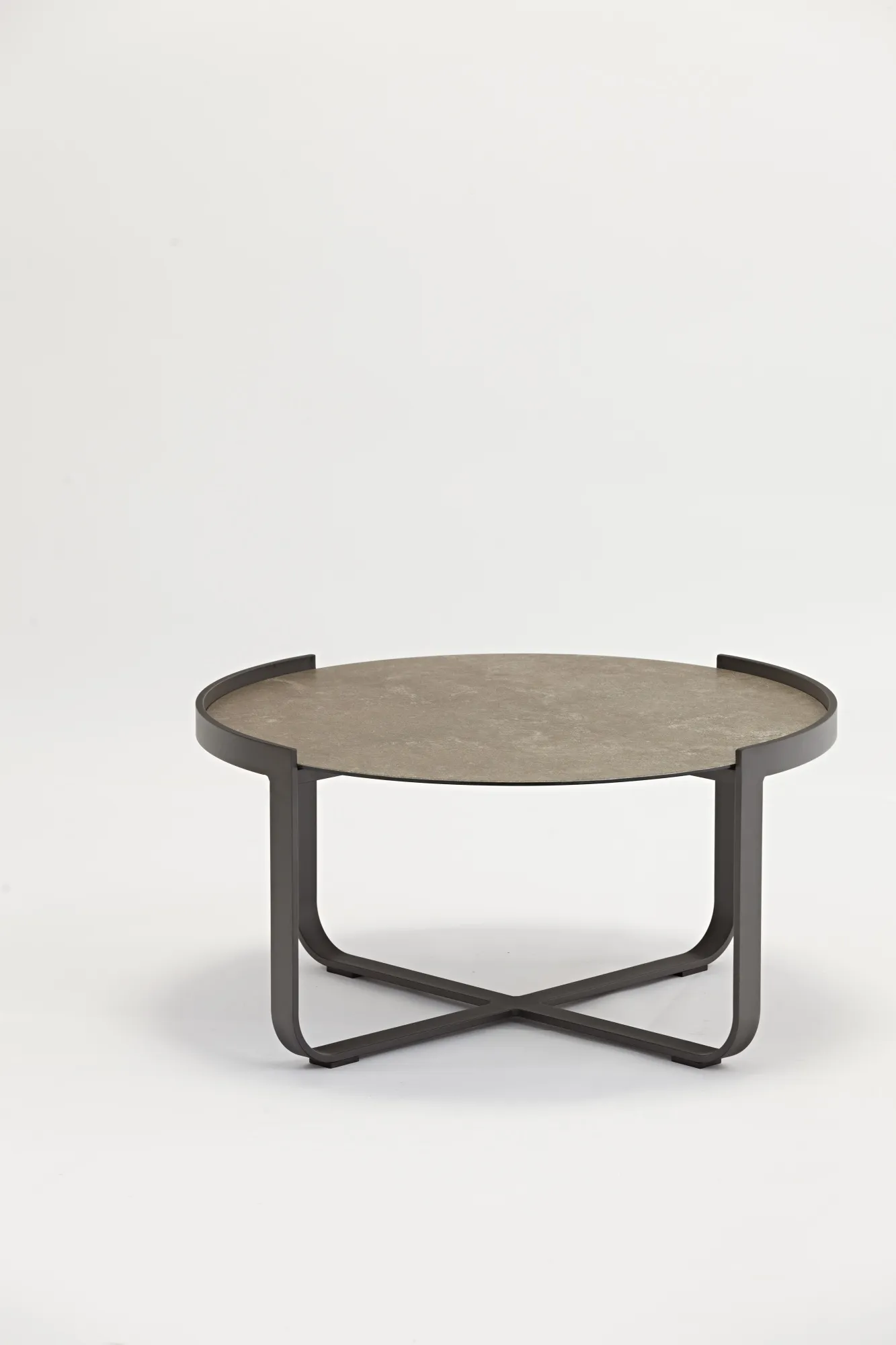 картинка Стол кофейный антрацит/коричневый, алюминий/закаленное стекло с керамической печатью Боден