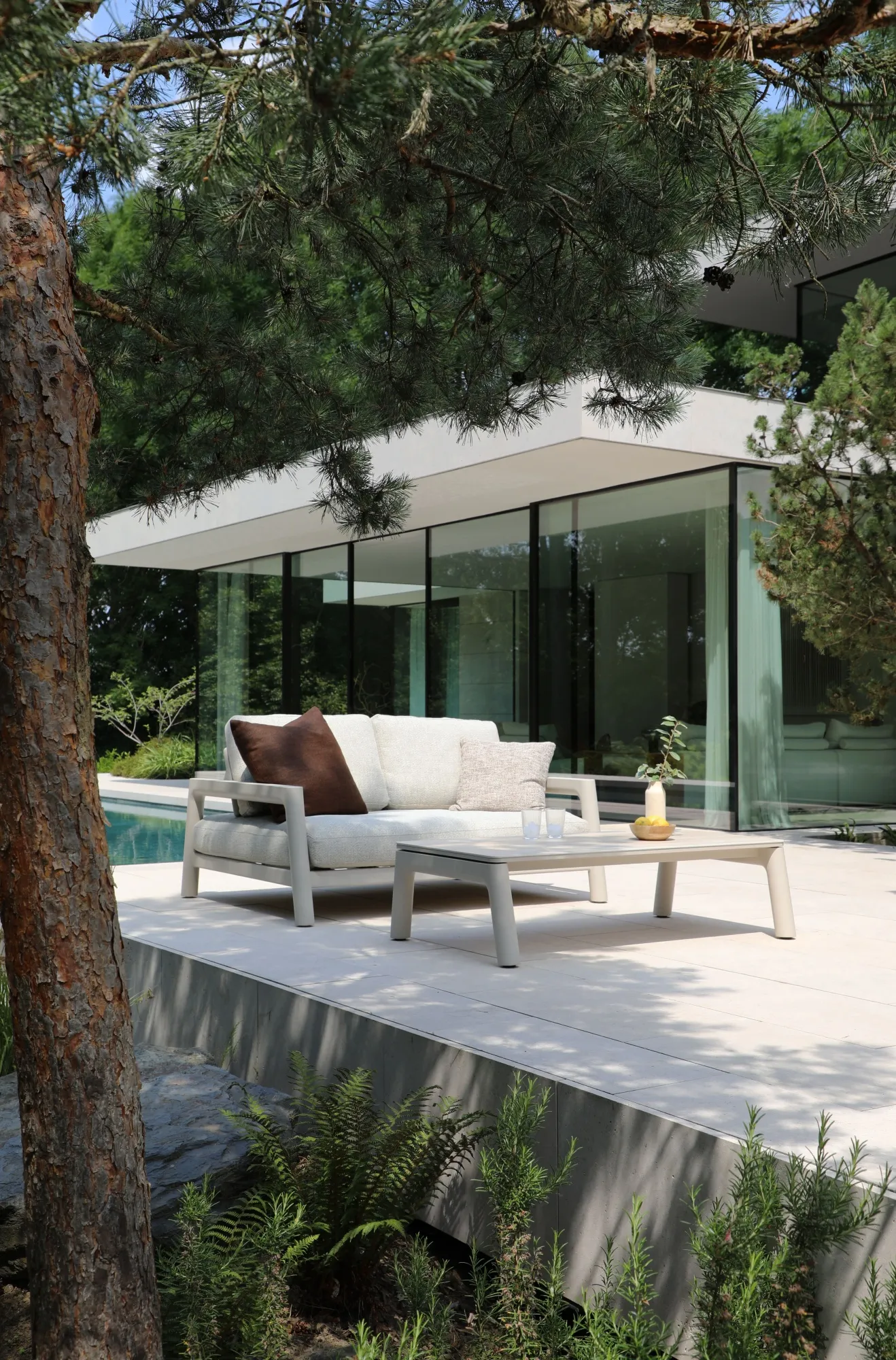 картинка Комплект лаунж мебели бежевый/бежевый, алюминий/стеклокерамика Коста №1