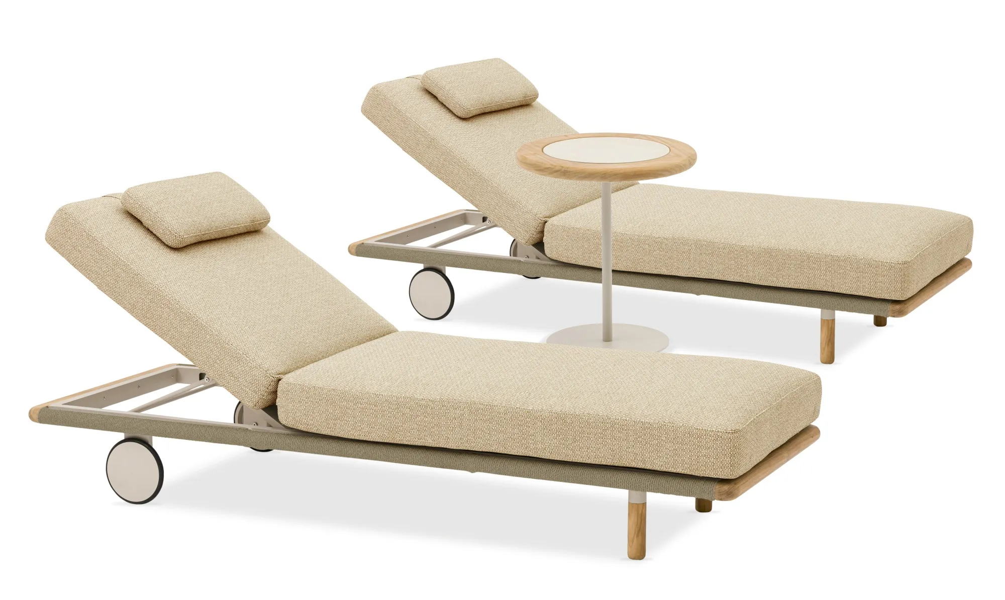 картинка Комплект лежаков бежевый/светло-коричневый, тик/алюминий/веревка Авеста