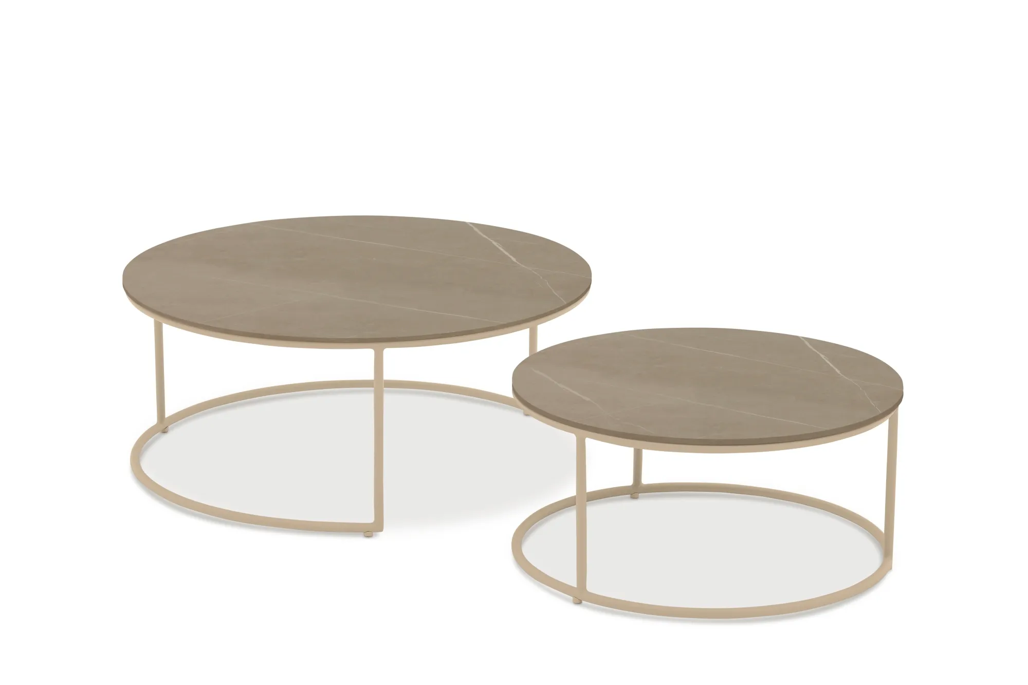 картинка Стол кофейный бежевый/коричневый, алюминий/закаленное стекло с керамической печатью Флен